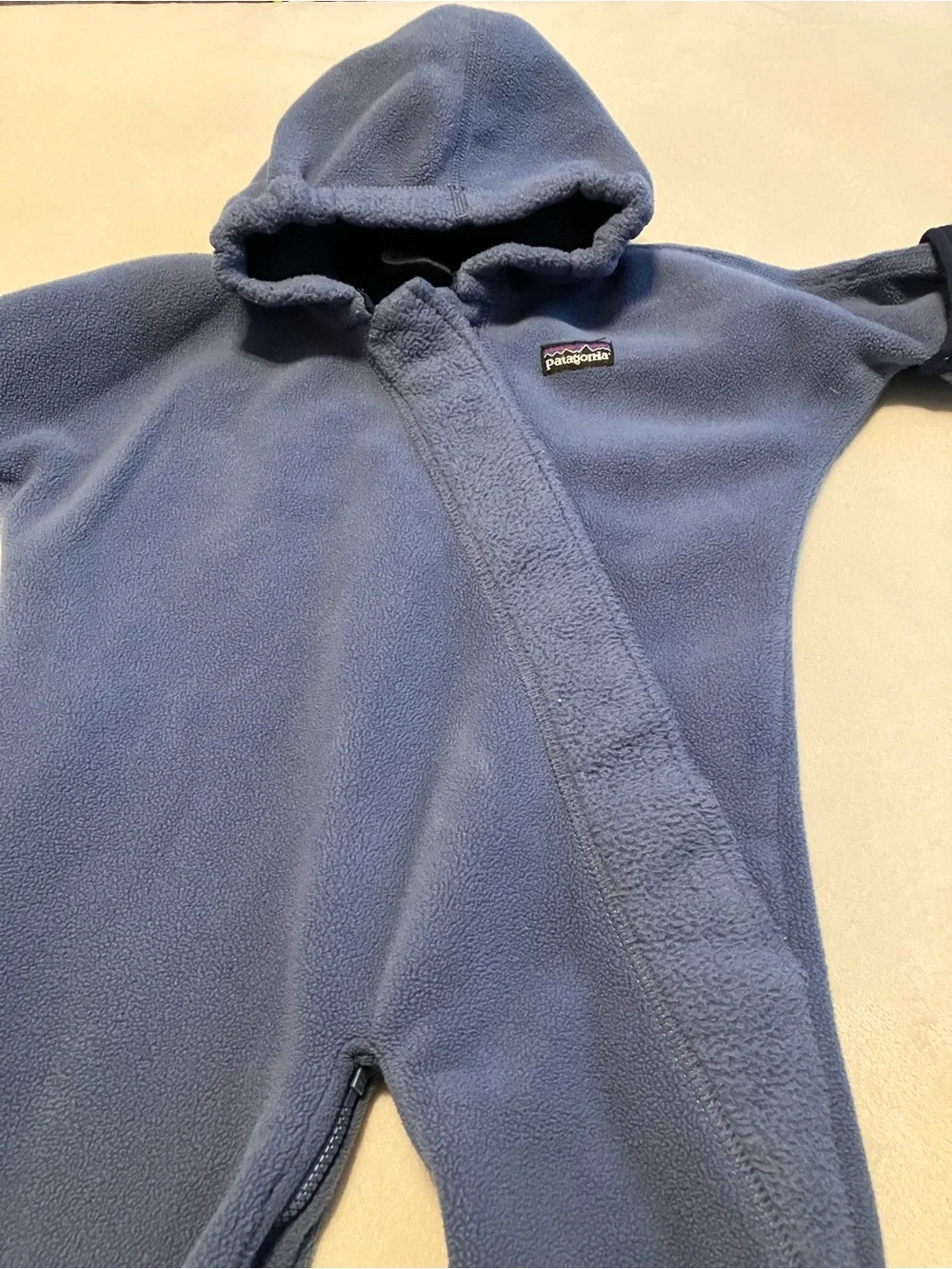 Patagonia Blue Hooded Fleece One-Piece